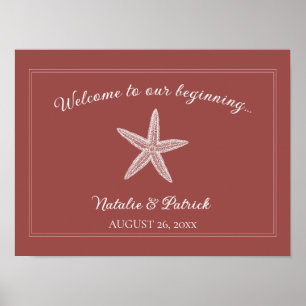 Terracotta Starfish Wedding Welcome Poster