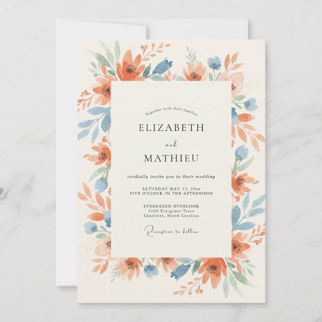 Terracotta Steel Painted Wedding Invitation (Front)