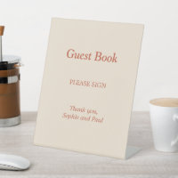 Terracotta Straw Beige Guest Book Pedestal Sign