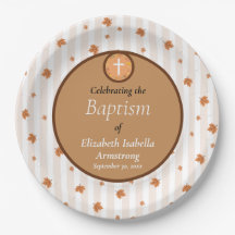 Terracotta Stripe Pattern Wreath Autumn Baptism