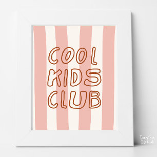 Terracotta Striped Cool Kids Club Retro Nursery Poster