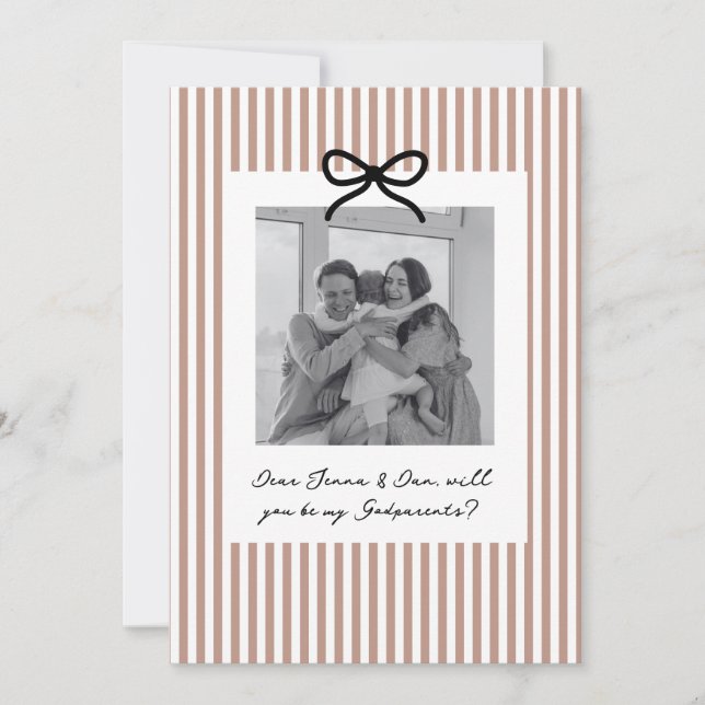 Terracotta Stripes Godparents Proposal Invitation (Front)