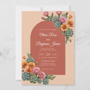 Terracotta Succulent Muted Eucalyptus Wedding Invitation