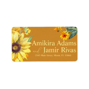 Terracotta Sunflowers Wildflowers Wedding Label