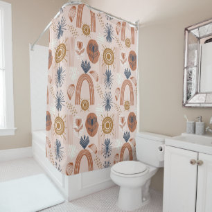 Terracotta Sunrise: Boho Harmony, Blush Pink Shower Curtain