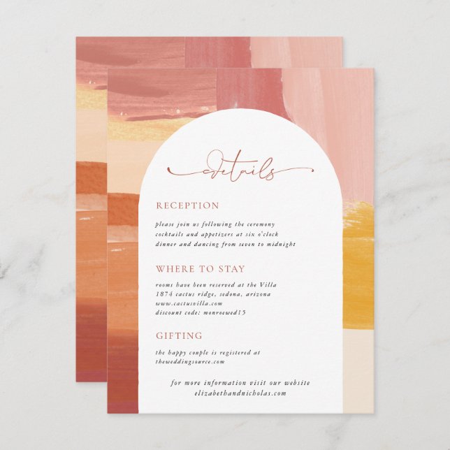 Terracotta Sunrise | Wedding Guest Details Enclosure Card (Front/Back)