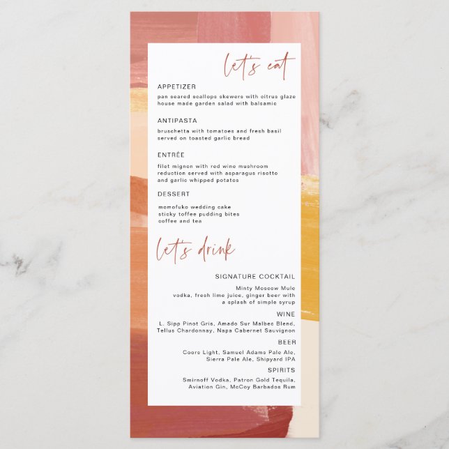 Terracotta Sunrise | Wedding Menu (Front)