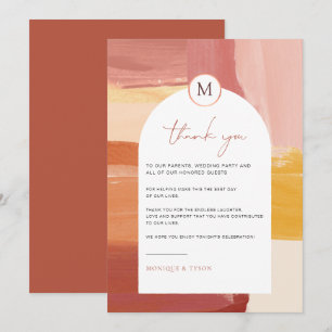 Terracotta Sunrise Wedding Table Thank You Card