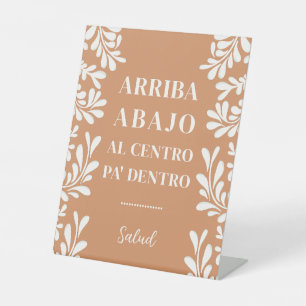 Terracotta Talavera Mexican Wedding Bar Pedestal Sign