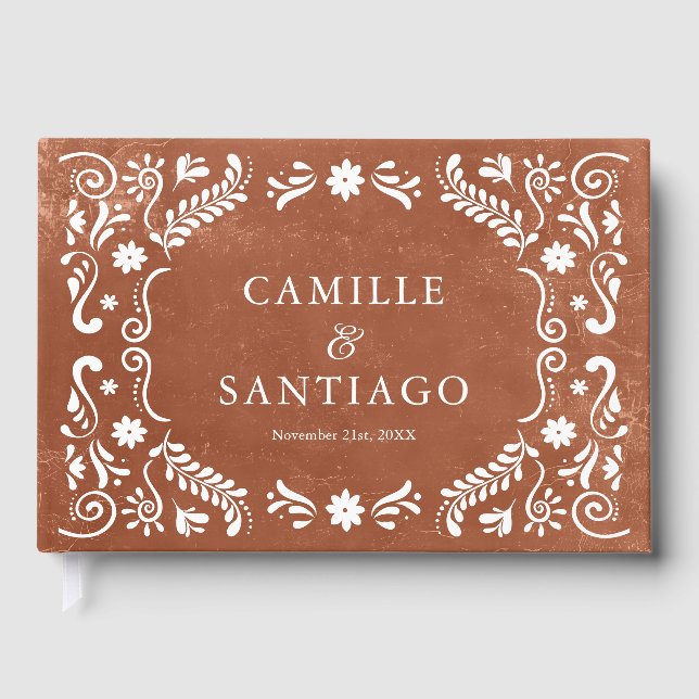 Terracotta Talavera Wedding Guest Book (Front)