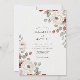 Terracotta Taupe Petal Wedding Invitation