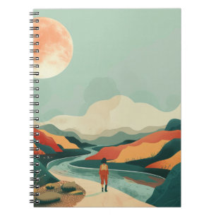 Terracotta Teal Boho River Mountain Journey Notebook