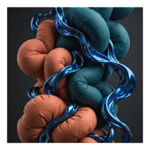 Terracotta Teal Flow - Colourful Vertical 3D Abstr Photo Print