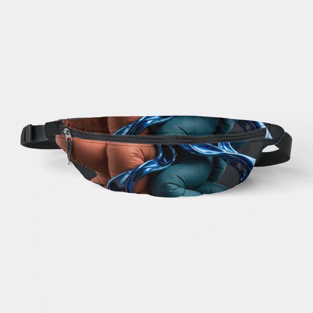 Terracotta Teal Flow - Colourful Vertical 3D  Bum Bags (Front)