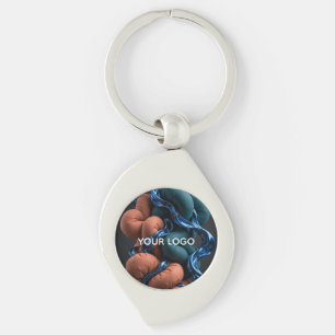 Terracotta Teal Flow - Colourful Vertical 3D  Key Ring