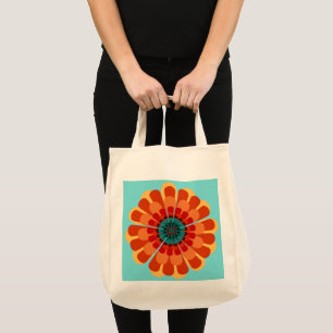 Terracotta & Teal Flower Tote Bag