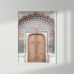 Terracotta Teal Moroccan Door Poster