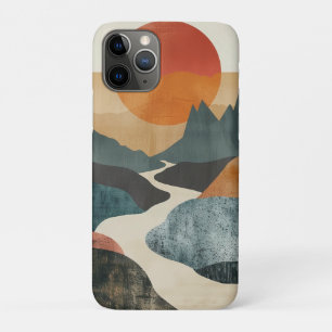 Terracotta Teal Mountain Sunset River Landscape Case-Mate iPhone Case