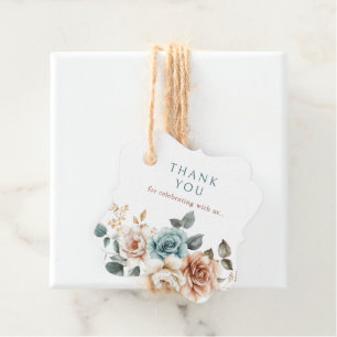 Terracotta Teal Neutral Watercolor Thank you       Favour Tags