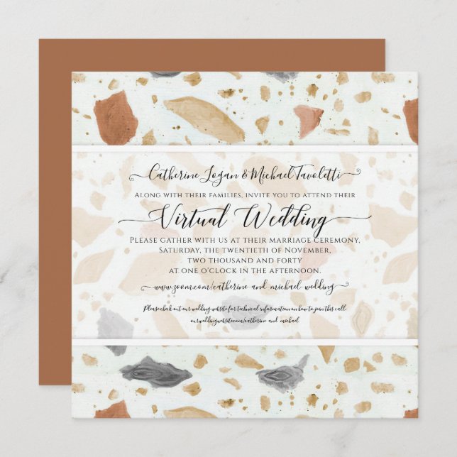 Terracotta Terrazzo Modern Earthy Virtual Wedding Invitation (Front/Back)