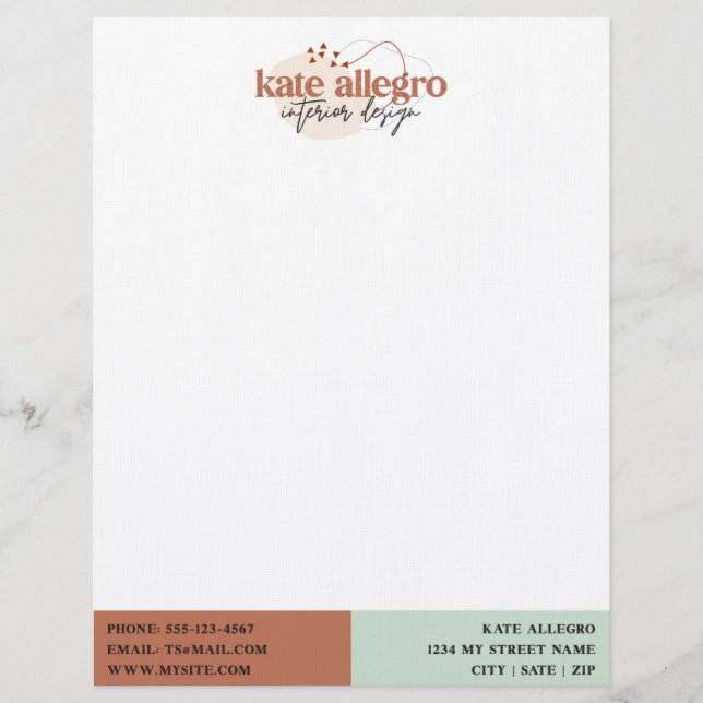 Terracotta Terrazzo Triangles Custom Company Logo Custom Letterhead (Front)
