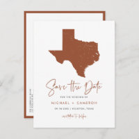 Terracotta Texas State Map QR Code Save the Date