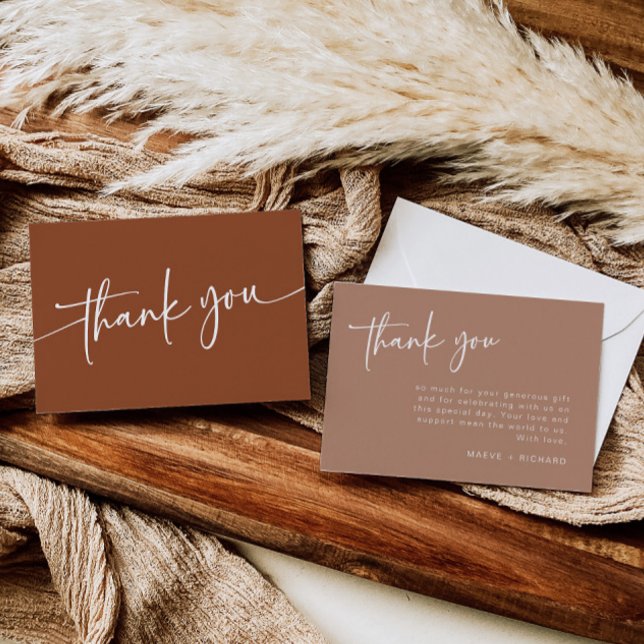 Terracotta Thank You Card Minimalist Boho Modern (Creator Uploaded)