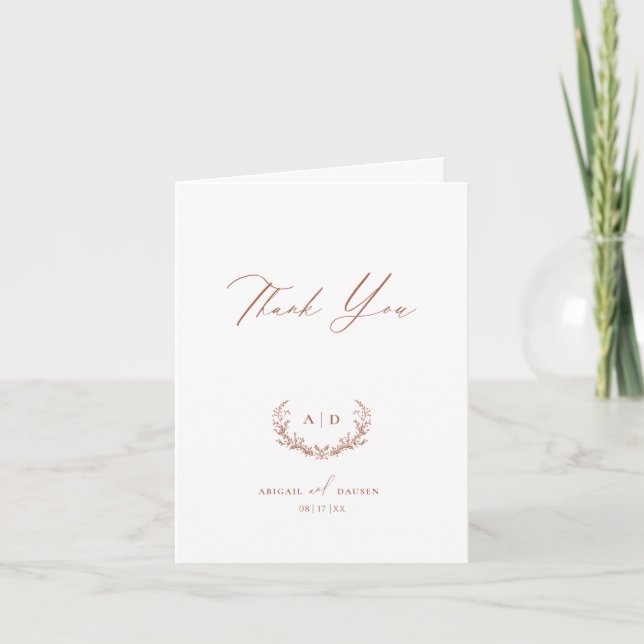 Terracotta Thank you Wedding Folded Note Card (Front)