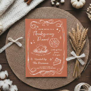Terracotta Thanksgiving Let's Gather & Give Thanks Invitation