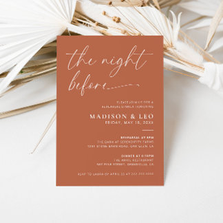 Terracotta The Night Before Rehearsal Dinner Invitation