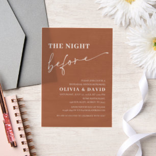 Terracotta The Night Before Rehearsal Dinner Vellum Invitations