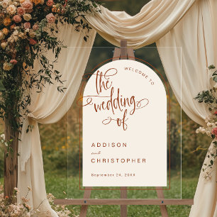 Terracotta The Wedding Of Modern Script Welcome Acrylic Sign