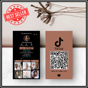 Terracotta TikTok Social Media QR Code Modern Business Card