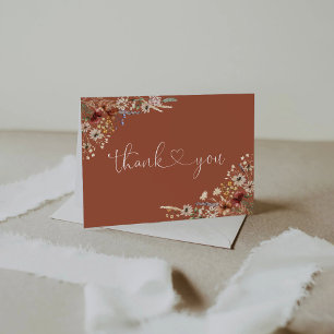 Terracotta Tiny Wildflower Baby Shower  Thank You Card