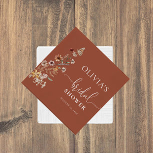 Terracotta Tiny Wildflower Bridal Shower  Napkin