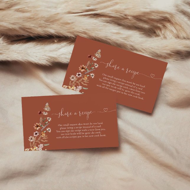 Terracotta Tiny Wildflower Bridal Shower Recipe  Enclosure Card (Creator Uploaded)