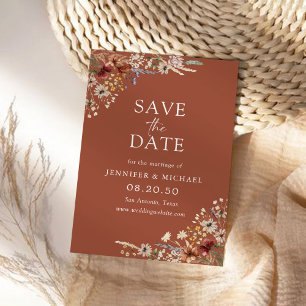 Terracotta Tiny Wildflower Save The Date Card
