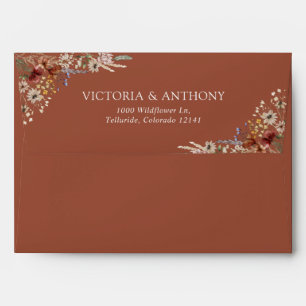 Terracotta Tiny Wildflower Wedding Ceremony Envelope