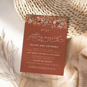 Terracotta Tiny Wildflower Wedding Ceremony Invitation