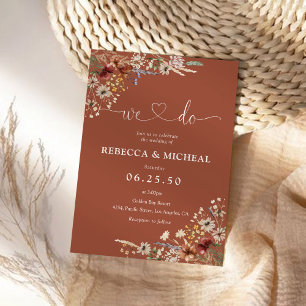 Terracotta Tiny Wildflower Wedding Ceremony Invitation