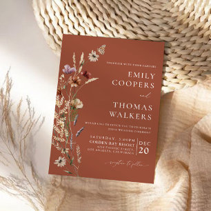 Terracotta Tiny Wildflower Wedding Ceremony Invitation
