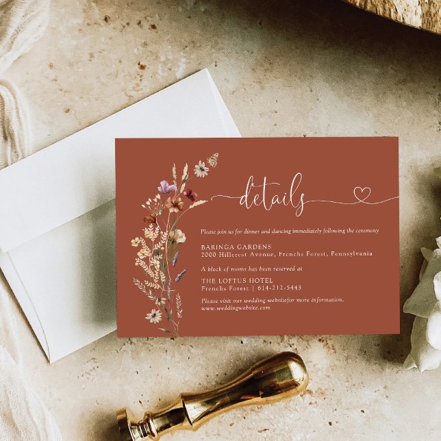 Terracotta Tiny Wildflower Wedding Details  Enclosure Card (Creator Uploaded)