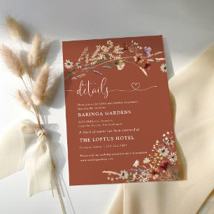 Terracotta Tiny Wildflower Wedding Details Enclosure Card