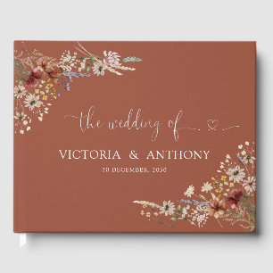 Terracotta Tiny Wildflower Wedding Guest Book