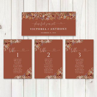 Terracotta Tiny Wildflower Wedding Head Table Sign