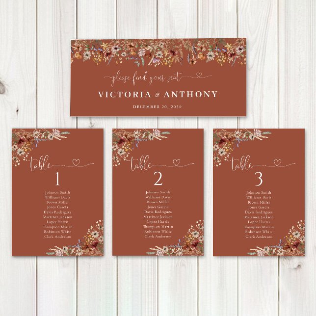 Terracotta Tiny Wildflower Wedding Head Table Sign (Creator Uploaded)