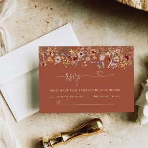 Terracotta Tiny Wildflower Wedding RSVP Card