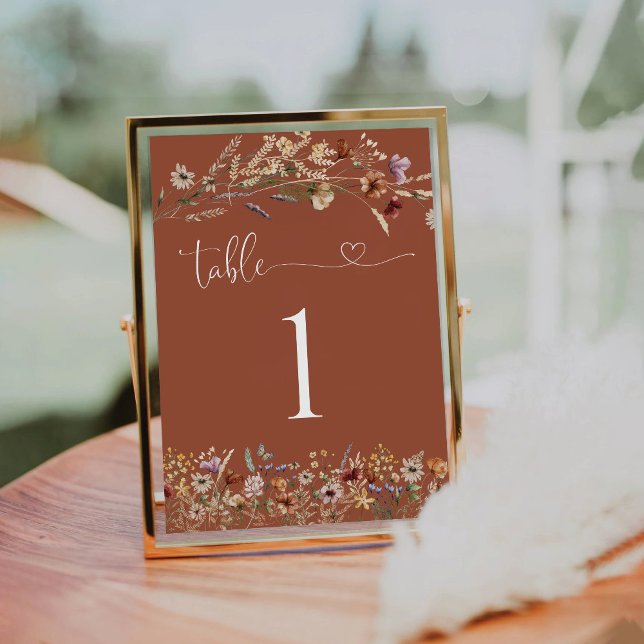 Terracotta Tiny Wildflower Wedding Table Number (Creator Uploaded)