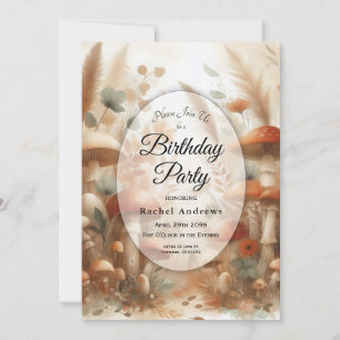 Terracotta Toadstool Woodland Magic Birthday Party Invitation