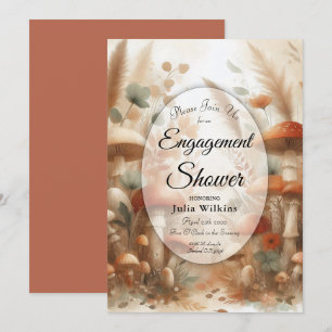 Terracotta Toadstool Woodland Magic Engagement  Invitation